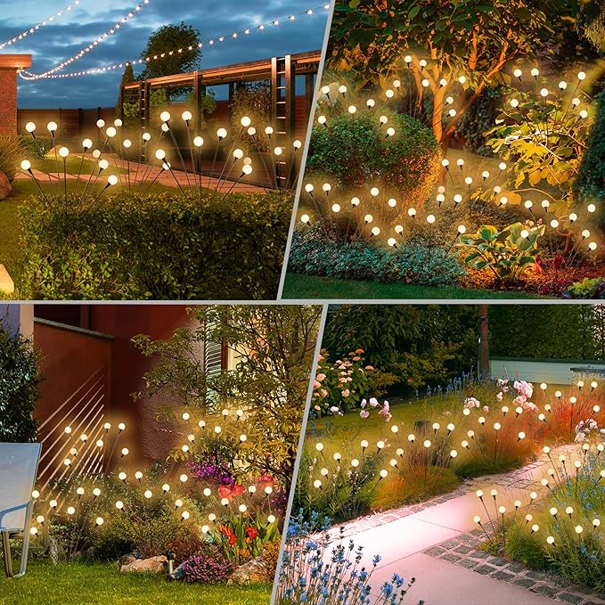 vignuto Solar Lights Outdoor Waterproof 4 Pack of 32 LEDs Garden Patio Firefly - Image 6