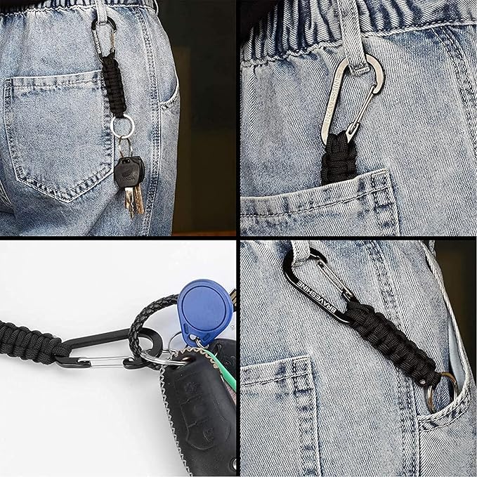 BRAVESHINE Paracord Keychain Carabiner Clip, D Ring Lanyard Hanger Stroller Hook - Image 5
