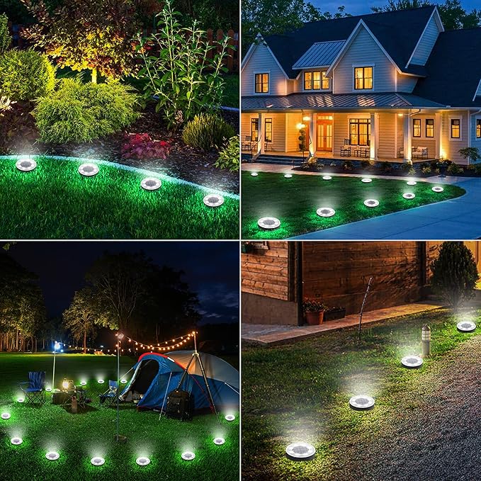 Joomer Solar Ground Lights, 16 Pack 8 LED Solar Lights Outdoor IP68 Waterproof - Image 7
