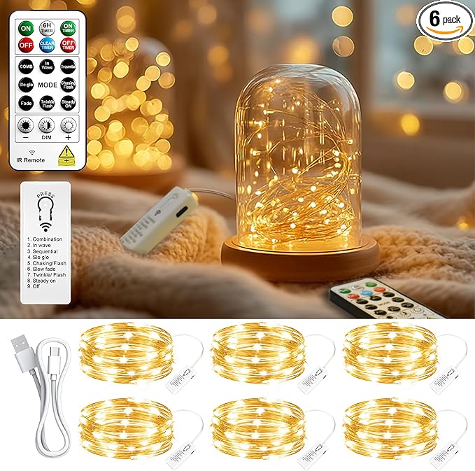 ZSJWL 6 Pack Rechargeable Fairy Lights by ZSJWL