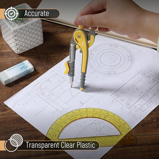 Mr. Pen- Geometry Compass and Protractor Set, 6 Inch Compass, 6 Inch Protractor - Image 4
