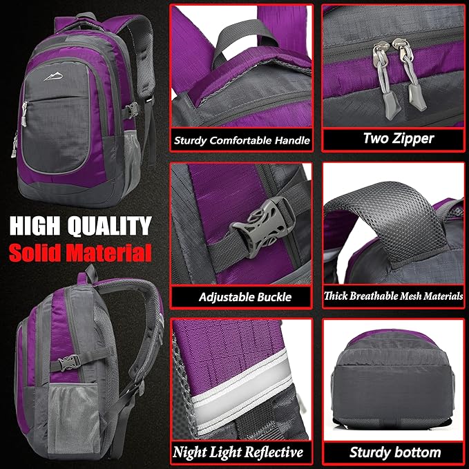 ProEtrade Backpack Bookbag for College Sturdy Travel Business Hiking Fit Laptop - Image 3