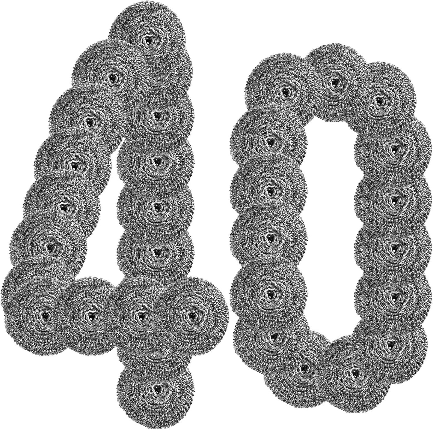 40 Pcs Stainless Steel Scrubber Bulk, Heavy Duty Steel Wool Scrubber 40 Gram, Large Metal Sponge Wire Scouring Pad for Tough Cleaning Kitchen Cookware, Removing Rust Dirty
