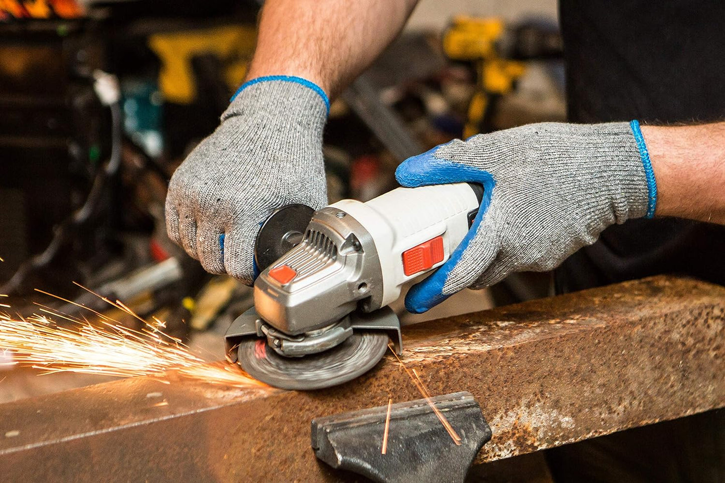 G & F Products - 3100S-10 120 Pairs Small Rubber Latex Double Coated Work Gloves for Construction, gardening gloves, heavy duty Cotton Blend Blue