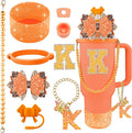 9PCS Orange for Stanley Cup Accessories Set Bling Initials Bow Charms for by Unknown