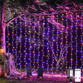 JMEXSUSS 300LED Orange and Purple Halloween Curtain Lights by JMEXSUSS