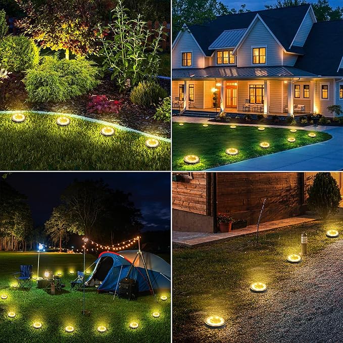 Joomer Solar Ground Lights, 4 Pack 8 LED Solar Lights Outdoor Waterproof IP68 - Image 7