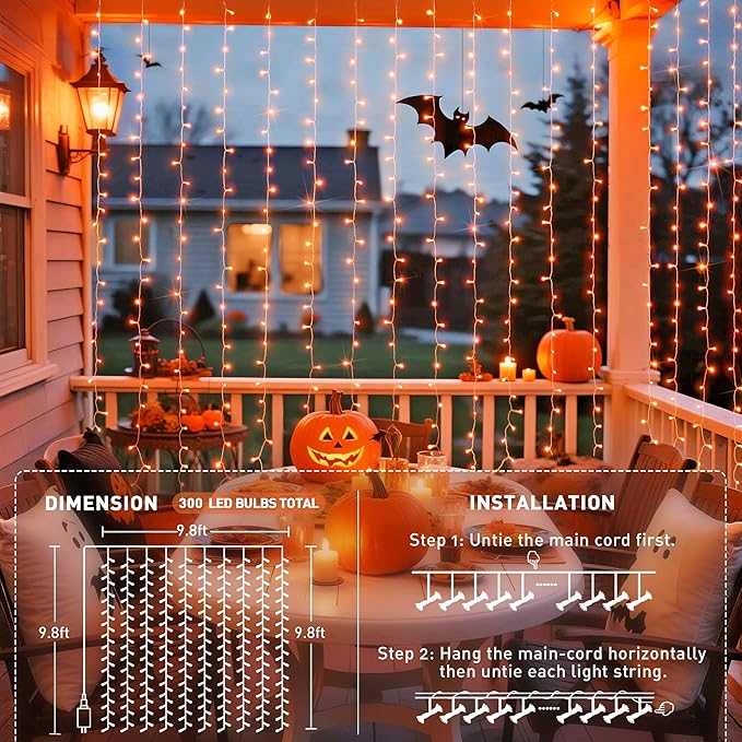 JMEXSUSS 300LED Orange Halloween Lights - Image 6