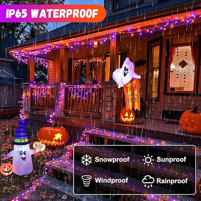 300LED 93 Ft Orange & Purple Halloween Lights 8 Modes Halloween Light Mini - Image 7