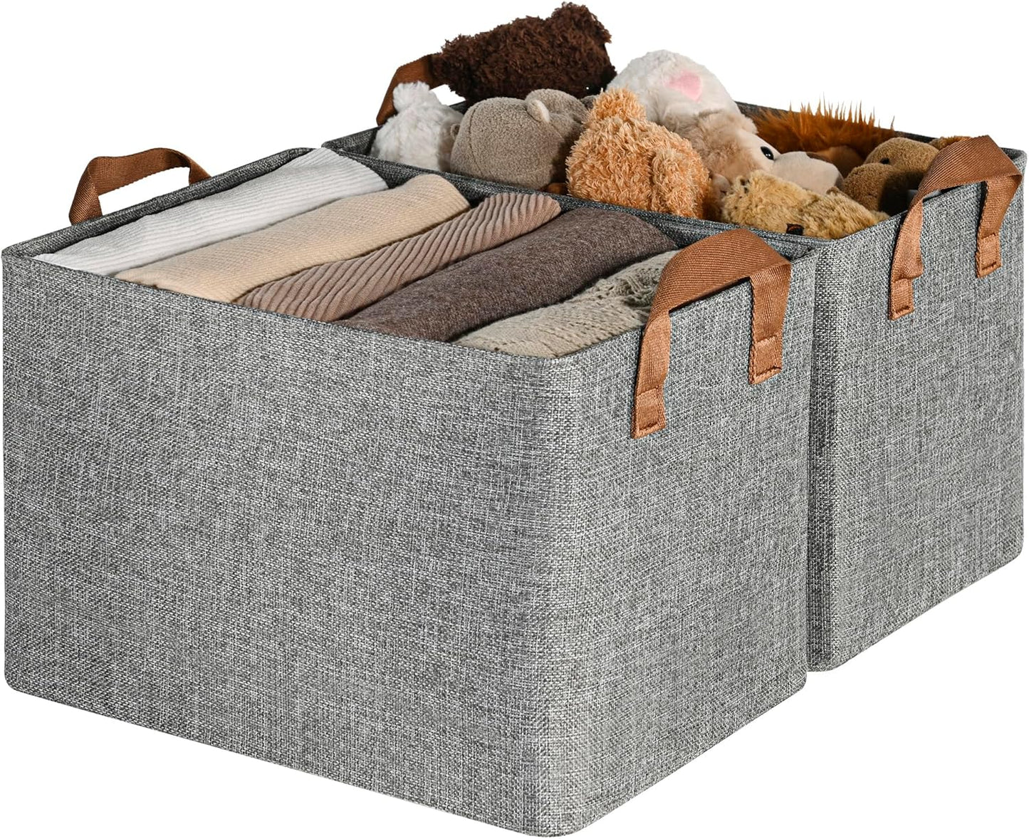 GRANNY SAYS Storage Baskets for Shelves, Closet Organizer Bins, Clothes Storage Bins with Metal Frame, Extra Large Baskets for Organizing and Storage, Collapsible, Gray, 2-Pack