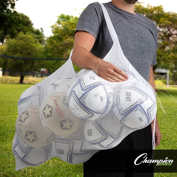 Champion Sports Mesh Equipment Bag – Heavy-Duty Nylon Drawstring Bag - Image 6