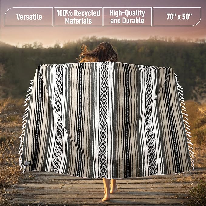 Hydration Nation Authentic Large Handwoven Mexican Blanket - Image 3