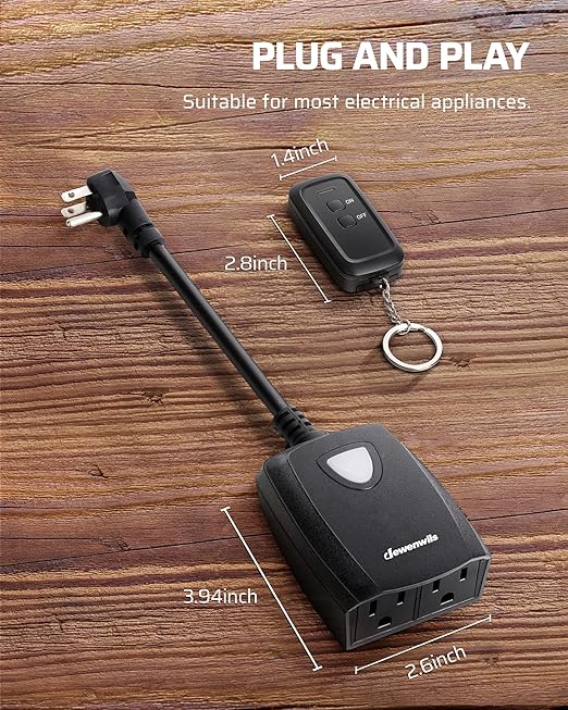 DEWENWILS Outdoor Wireless Remote Control Outlet Power Strip Weatherproof - Image 5