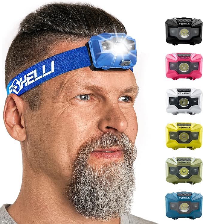 Foxelli USB‑C Rechargeable LED Headlamp – Ultra‑Light 2.4 oz & - Image 7
