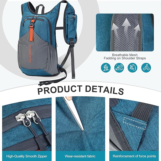 FIORETTO 20L Hiking Backpack for Women Men Mini Packable Backpack Lightweight - Image 7