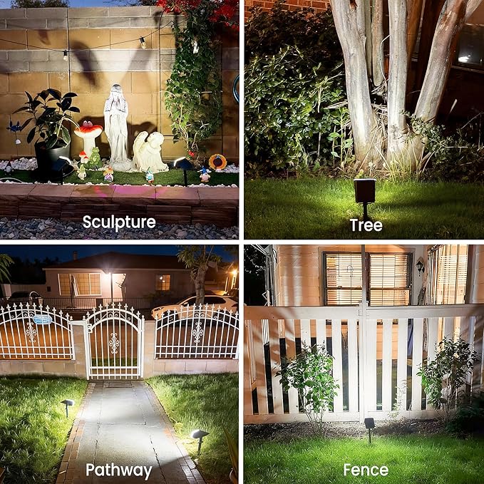 Solar Spot Lights Outdoor Waterproof IP65, 6 Pack, Cool Light, 2 Lighting Modes - Image 4