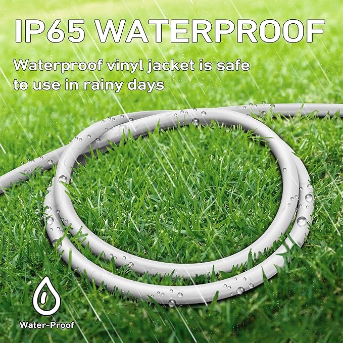 LUCKY TL Indoor Outdoor Extension Cord, 16/3 Gauge White Long Extension Cord - Image 5