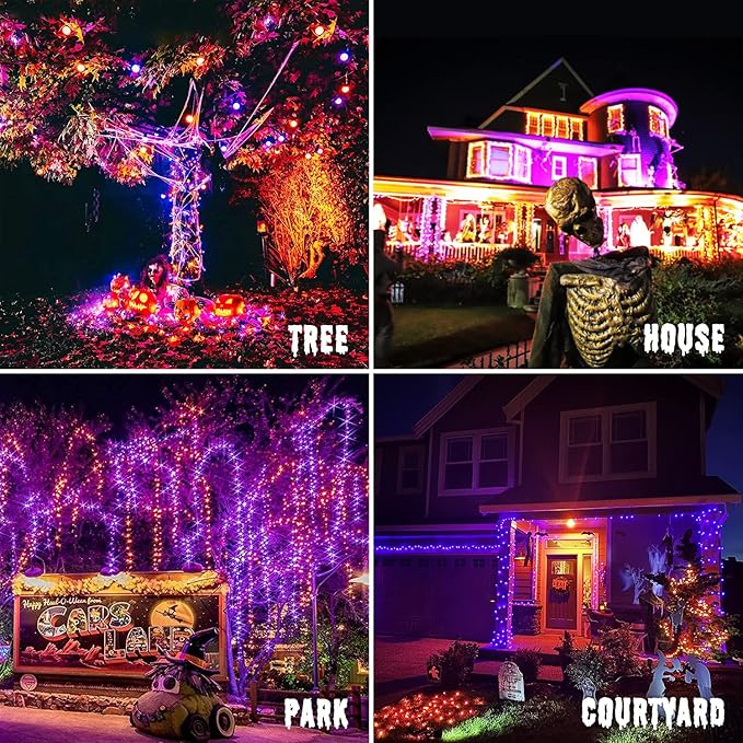 JMEXSUSS Halloween Decoration Lights, 200 LED Orange Purple Halloween Lights - Image 7