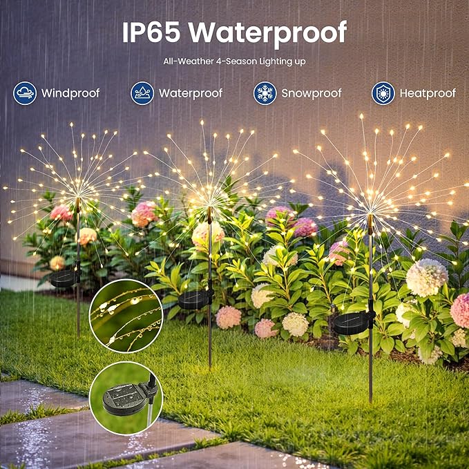 Solar Lights Outdoor, 120LED 6 Pack Fairy Garden Lights Decor - Image 6