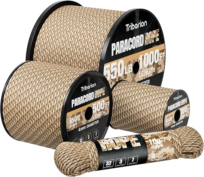 Paracord Rope 550 lb - 1000ft 5/32" Parachute Cord 4MM 7-Strand para Cord - by Triberion