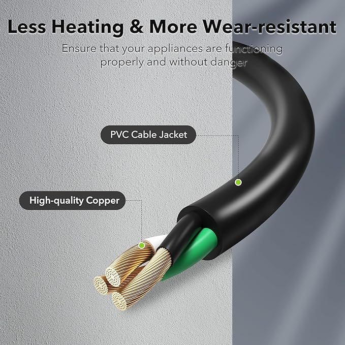 BN-LINK 3ft Indoor Outdoor Extension Cord 16/3 SJTW, 2 Pack, PVC Cable Jacket - Image 4