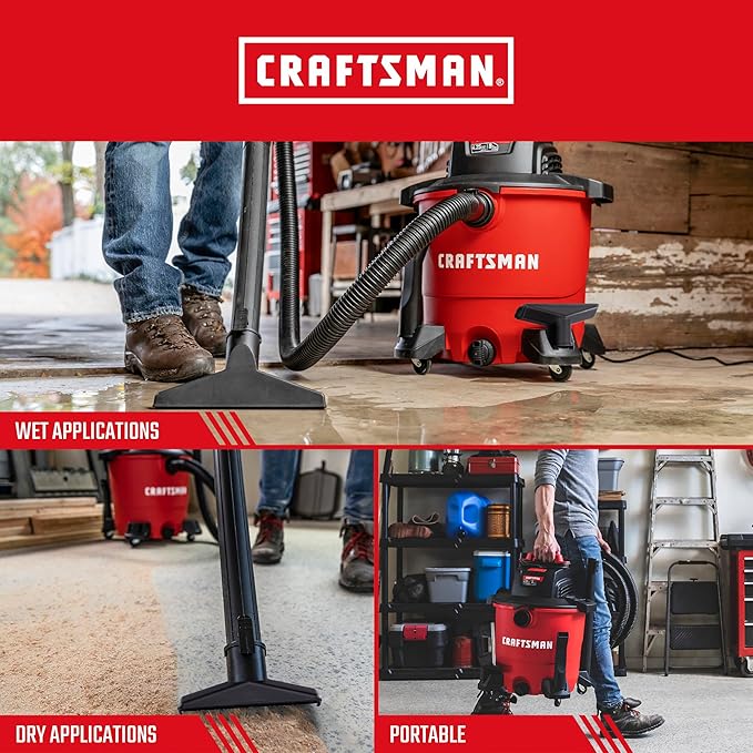 CRAFTSMAN CMXEVBE18690 9 Gallon 4.25 Peak HP Wet Dry Vac, Portable Shop Vacuum - Image 4