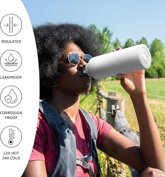 Bambaw Insulated Water Bottle 24 oz, Metal Water Bottle Stainless Steel - Image 3