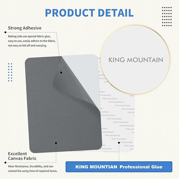 KING MOUNTAIN Canvas Repair Patch 9 x11 Inch 2 Pcs Self-Adhesive Waterproof - Image 3