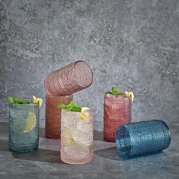 Khen Beaded Highball Drinking Tumbler Set | Set of 6 | Holiday Decor Vintage - Image 2