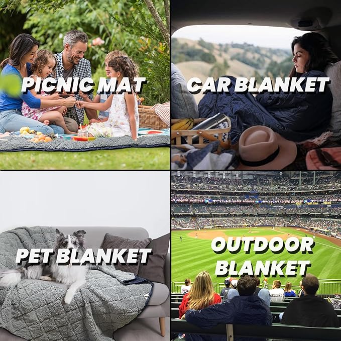 Waterproof Outdoor Blanket 92”X 60” Packable, Stadium Blankets - Image 7