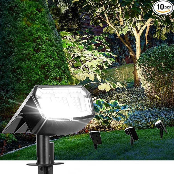 AUDERWIN Solar Spot Lights Outdoor Waterproof 10 Pack IP65, 63 LED 3 Lighting by AUDERWIN