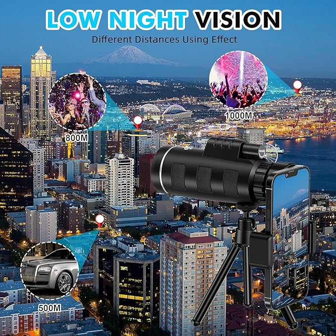 Monocular Telescope 40x60 with Smartphone Adapter, Telescope - Image 6