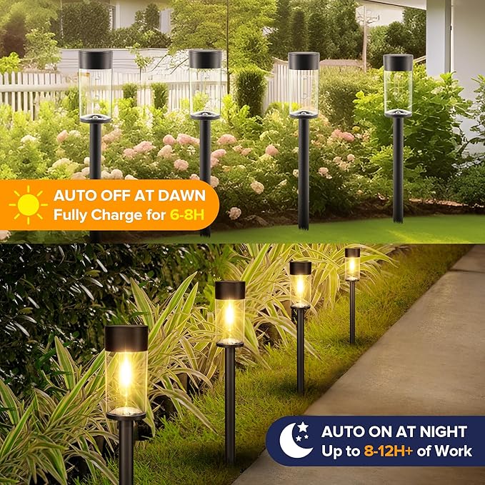 UME 2 Pack Solar Pathway Lights Outdoor, Bright Solar Garden Lights - Image 3