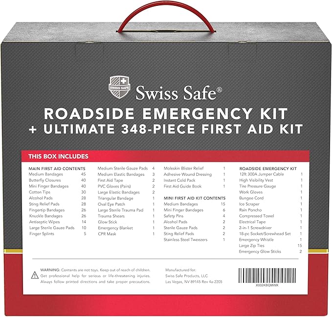 Swiss Safe 2-in-1 Car Emergency Kit | 12-FT Heavy-Duty Jumper Cables & - Image 9