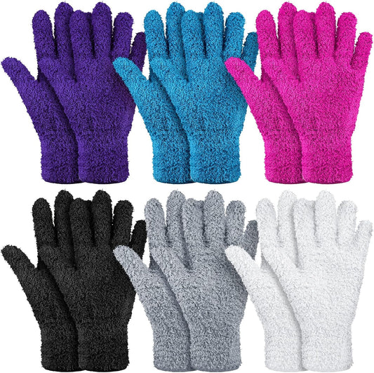 Bencailor 6 Pairs Microfiber Dusting Gloves, Dusting Cleaning Gloves Microfiber Gloves for Plants House Blinds Car Dust Mitt (Bright Color,Medium)