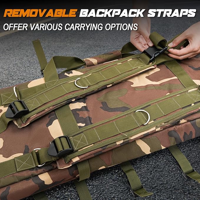DULCE DOM 36 42 48 Inch Double Rifle Case, Tactical Soft Padded Backpack - Image 5