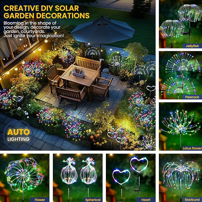 GIGALUMI Garden Decor Outdoor Lights 120LED 8Pack, Solar Garden Lights Outside - Image 7