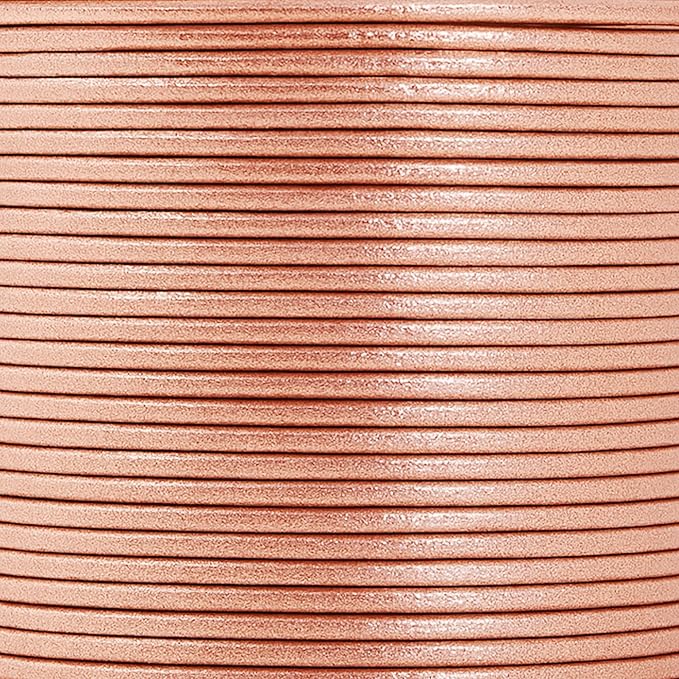 Mandala Crafts Round Genuine Rose Gold Leather Cord - Image 3