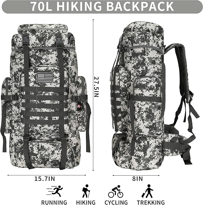 Hiking Backpack for Men 70L/100L Camping Backpack Military Rucksack Molle 3 - Image 2