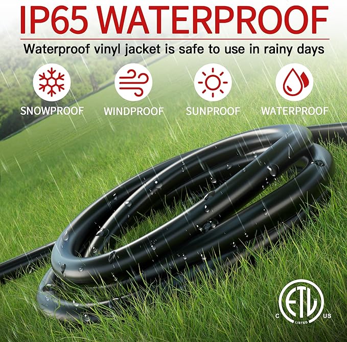 25 FT 14/3 Extension Cord Outdoor, Heavy Duty Weatherproof & Flame Retardant - Image 7