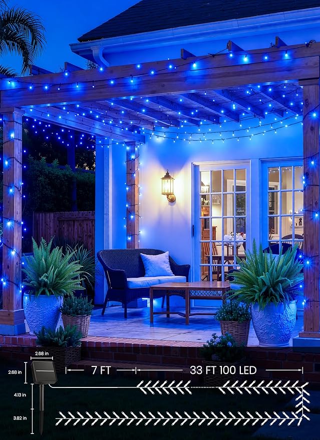 Brightown 2 Pack Solar String Lights Outdoor, Total 80FT 200 LED Solar Powered - Image 5