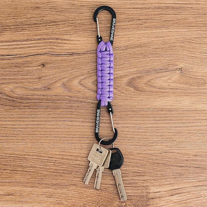 BRAVESHINE Paracord Keychain Carabiner Clip, D Ring Lanyard Hanger Stroller Hook - Image 2