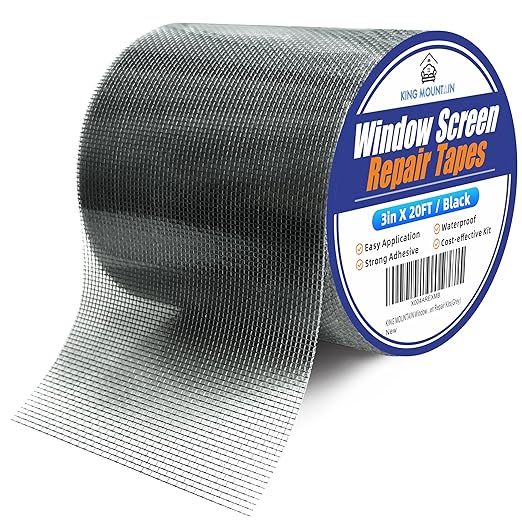 KING MOUNTAIN Black Window Screen Repair Tape, 3inX20FT Heavy Duty Screen by ForABetterHomeLife