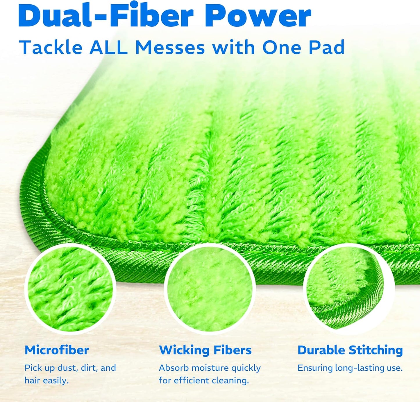 4 Pack Reusable Microfiber Mop Pads, Compatible with Wet Jet, Machine Washable Cloths, Scraper Included, Refills for All Floor Cleaning, Wet Dry - 10"- 12"