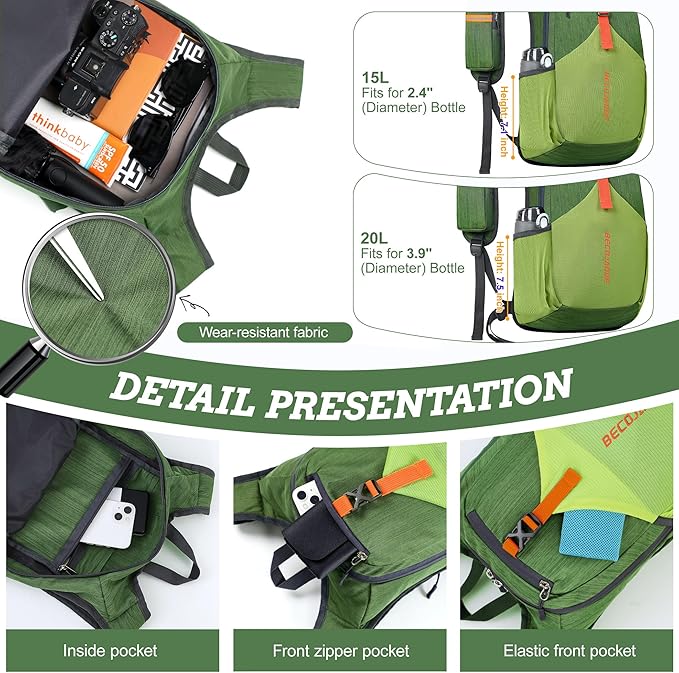BECOJADDE 20L Small Hiking Backpack - Image 3