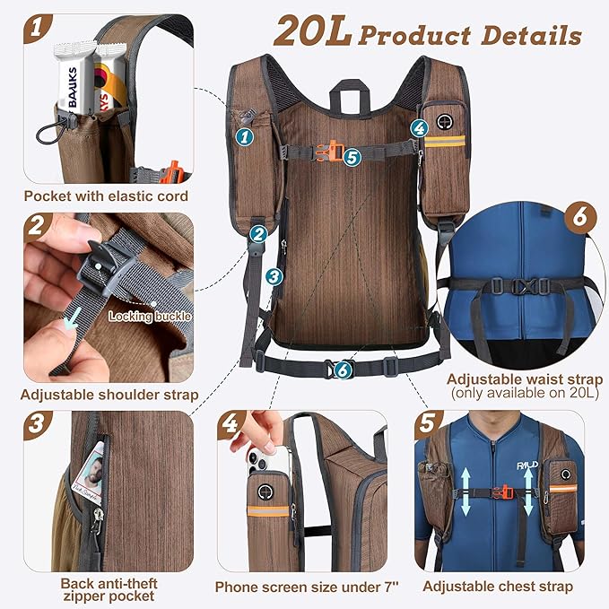 BECOJADDE 20L Small Hiking Backpack - Image 2