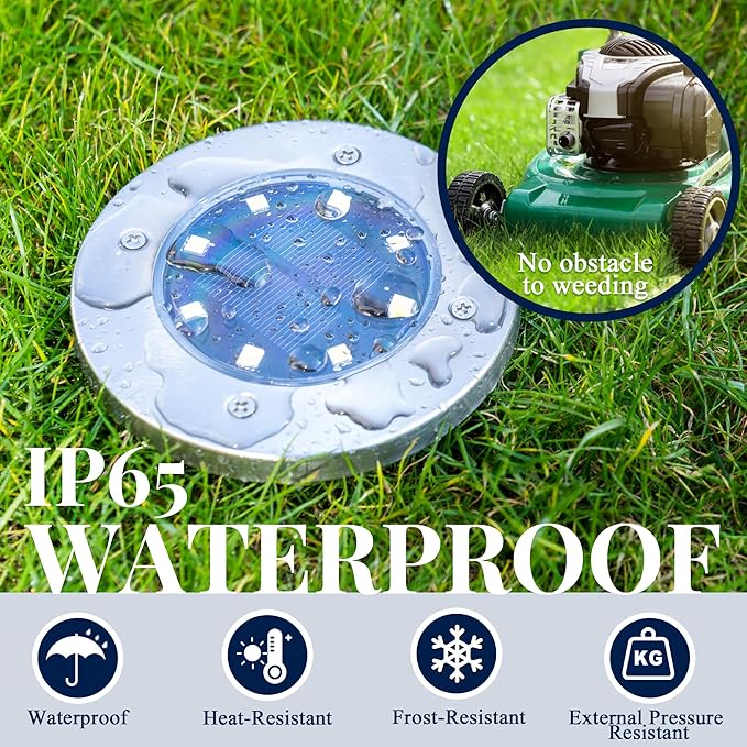 SOLPEX Solar Ground Lights, 16 Pack Solar Lights Outdoor Waterproof, 8 LED - Image 6