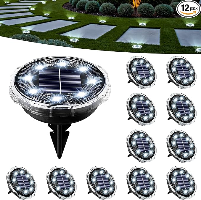 SOLPEX Solar Ground Lights 12 Pack, Solar Pathway Lights Outdoor Waterproof by Solpex