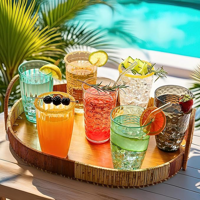 Kate Aspen Smoke Grey Hammered Plastic Tumblers, Plastic Drinking Glasses Set - Image 8