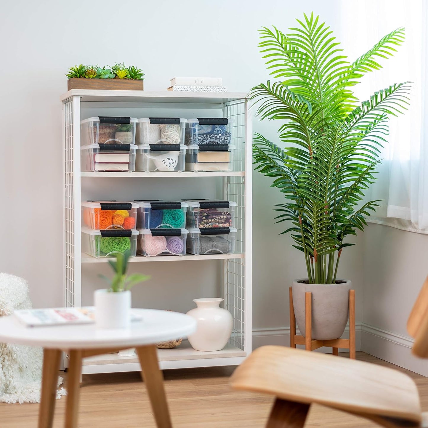 IRIS USA 6 Qt Stackable Plastic Storage Bins with Lids, 10 Pack - BPA-Free, Made in USA - See-Through Organizing Solution, Latches, Durable Nestable Containers, Secure Pull Handle - Clear